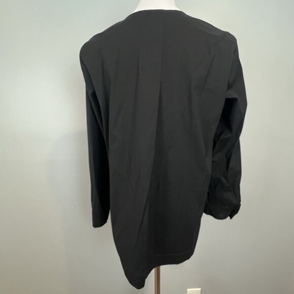 Lafayette 148 Black Henley Blouse Size Medium Long Sleeve Cotton Blend - Picture 5 of 8